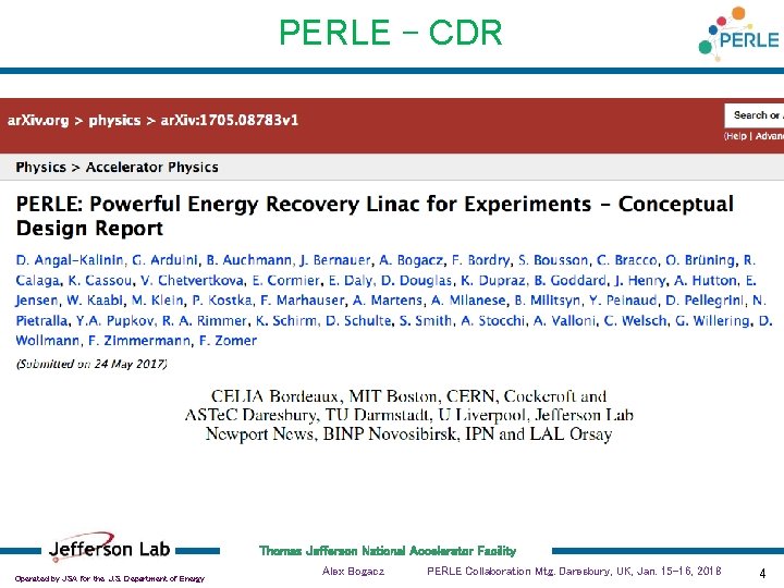 PERLE – CDR Thomas Jefferson National Accelerator Facility Operated by JSA for the U.