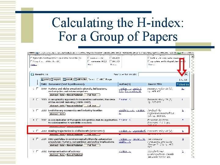 Calculating the H-index: For a Group of Papers 