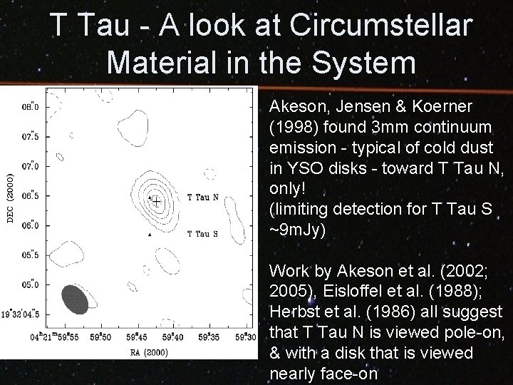 T Tau - A look at Circumstellar Material in the System Akeson, Jensen &