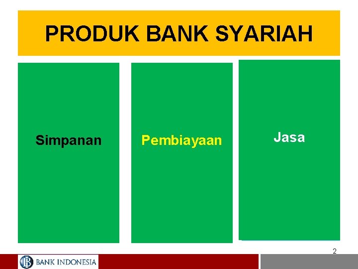 PRODUK BANK SYARIAH • Giro i. B • Tabungan i. B • Rupiah •