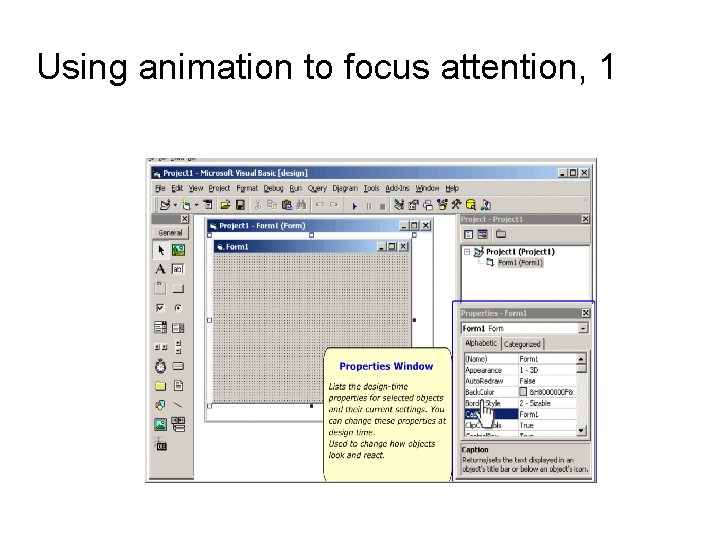 Using animation to focus attention, 1 Using animation to focus attention, 1