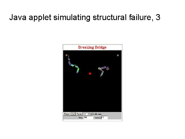 Java applet simulating structural failure, 3 
