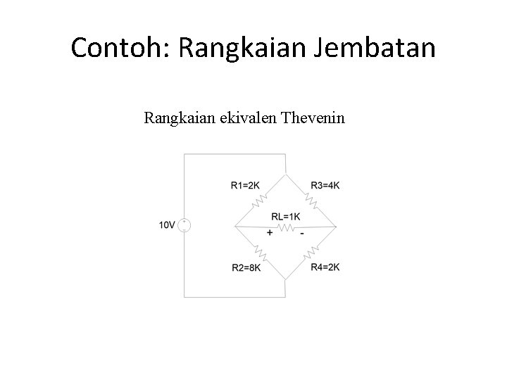 Contoh: Rangkaian Jembatan Rangkaian ekivalen Thevenin 