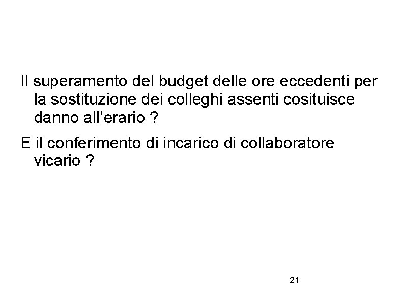 Il superamento del budget delle ore eccedenti per la sostituzione dei colleghi assenti cosituisce