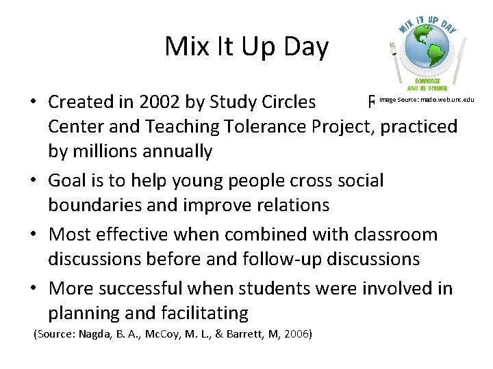 Mix It Up Day • Created in 2002 by Study Circles Resource Center and