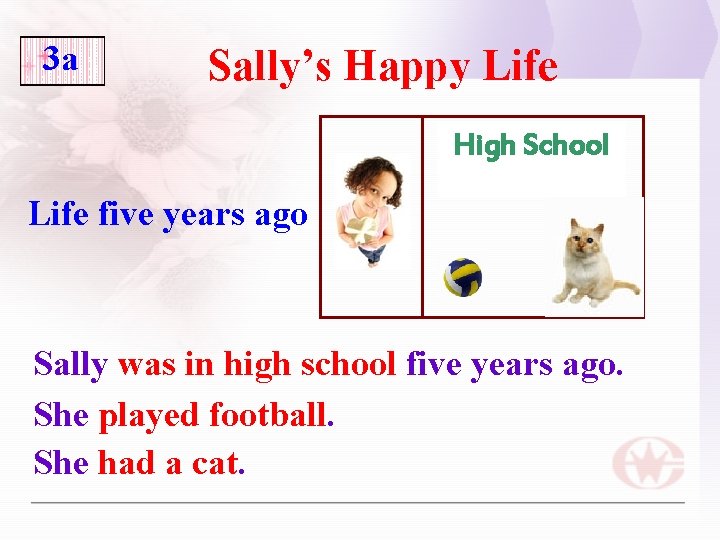 3 a Sally’s Happy Life High School Life five years ago Sally was in