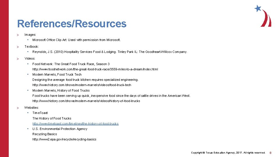 References/Resources > Images: • > Textbook: • > Microsoft Office Clip Art: Used with