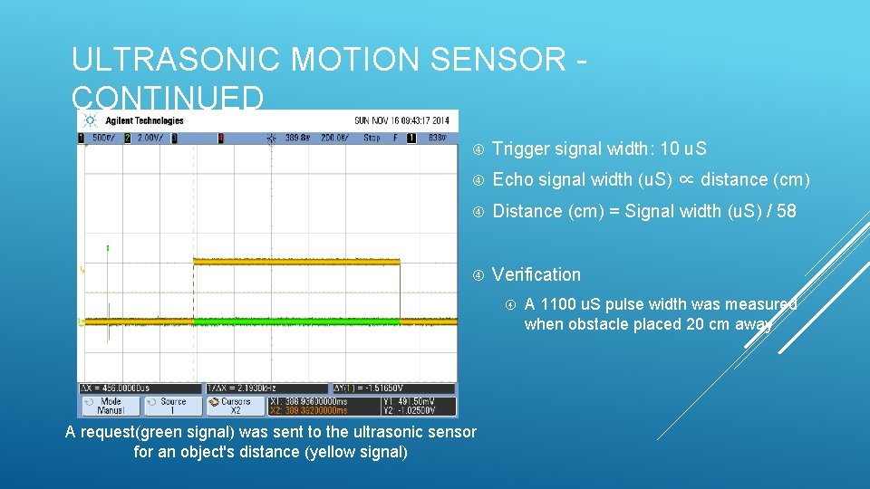 ULTRASONIC MOTION SENSOR CONTINUED Trigger signal width: 10 u. S Echo signal width (u.