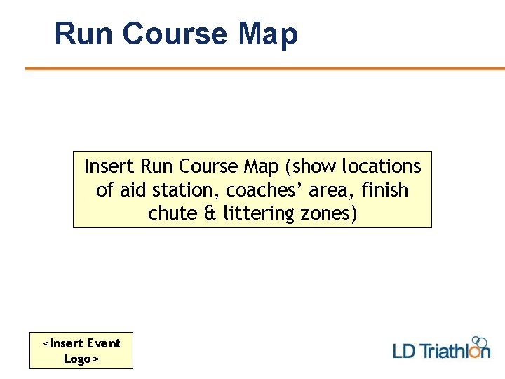 Run Course Map Insert Run Course Map (show locations of aid station, coaches’ area,