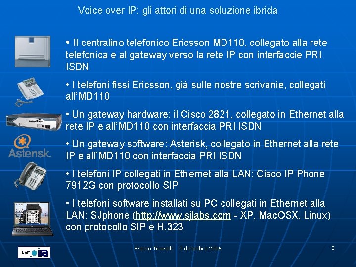 Voice over IP: gli attori di una soluzione ibrida • Il centralino telefonico Ericsson