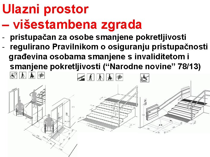 Ulazni prostor – višestambena zgrada - pristupačan za osobe smanjene pokretljivosti - regulirano Pravilnikom