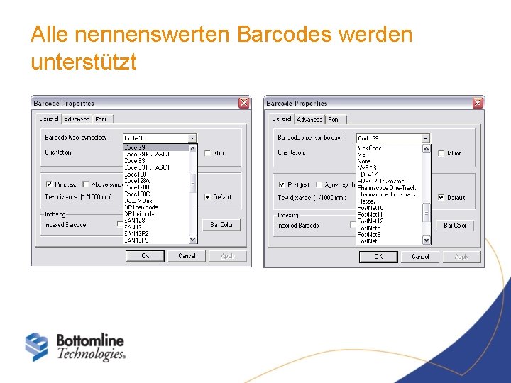 Alle nennenswerten Barcodes werden unterstützt 