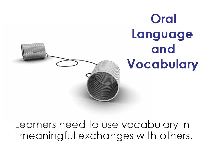 Oral Language and Vocabulary Learners need to use vocabulary in meaningful exchanges with others.