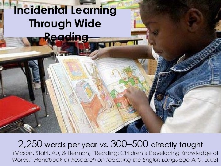 Incidental Learning Through Wide Reading 2, 250 words per year vs. 300– 500 directly