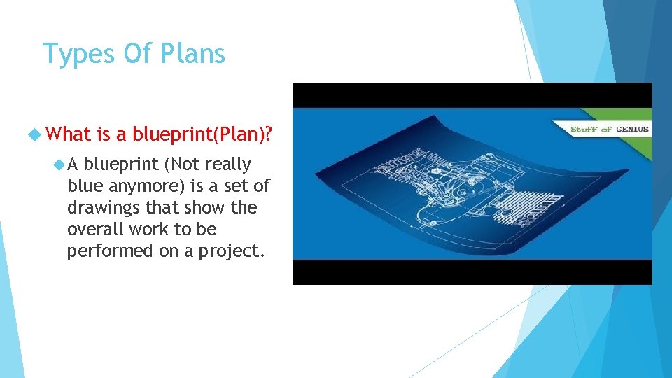 Types Of Plans What A is a blueprint(Plan)? blueprint (Not really blue anymore) is