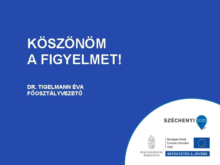 KÖSZÖNÖM A FIGYELMET! DR. TIGELMANN ÉVA FŐOSZTÁLYVEZETŐ 