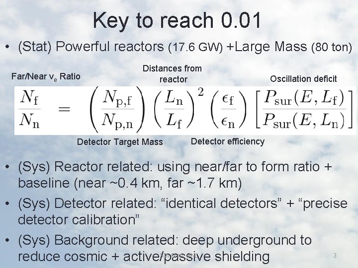 Key to reach 0. 01 • (Stat) Powerful reactors (17. 6 GW) +Large Mass