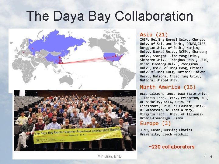 The Daya Bay Collaboration ~230 collaborators Xin Qian, BNL 4 4 