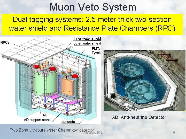 Muon Veto System Dual tagging systems: 2. 5 meter thick two-section water shield and