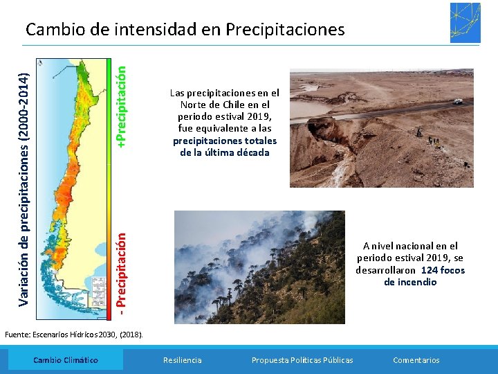 Las precipitaciones en el Norte de Chile en el periodo estival 2019, fue equivalente