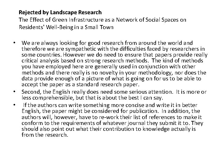 Rejected by Landscape Research The Effect of Green Infrastructure as a Network of Social