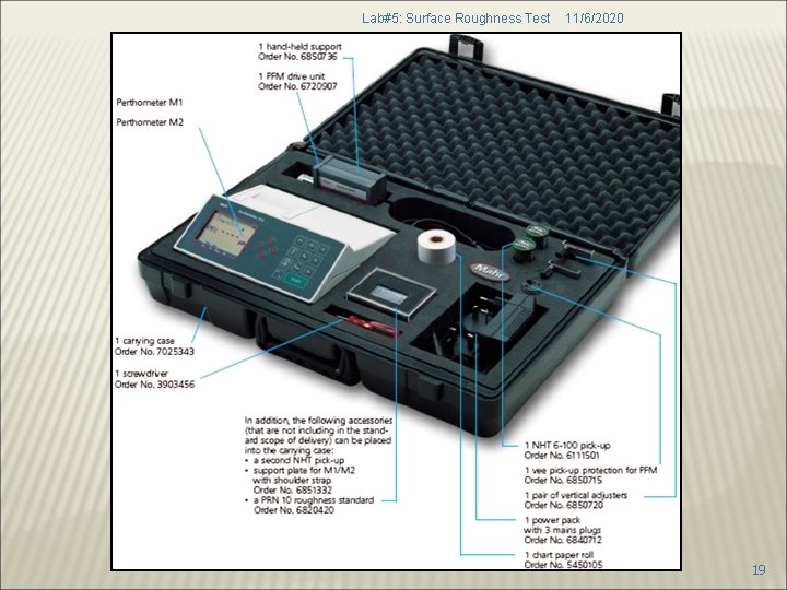 Lab#5: Surface Roughness Test 11/6/2020 19 