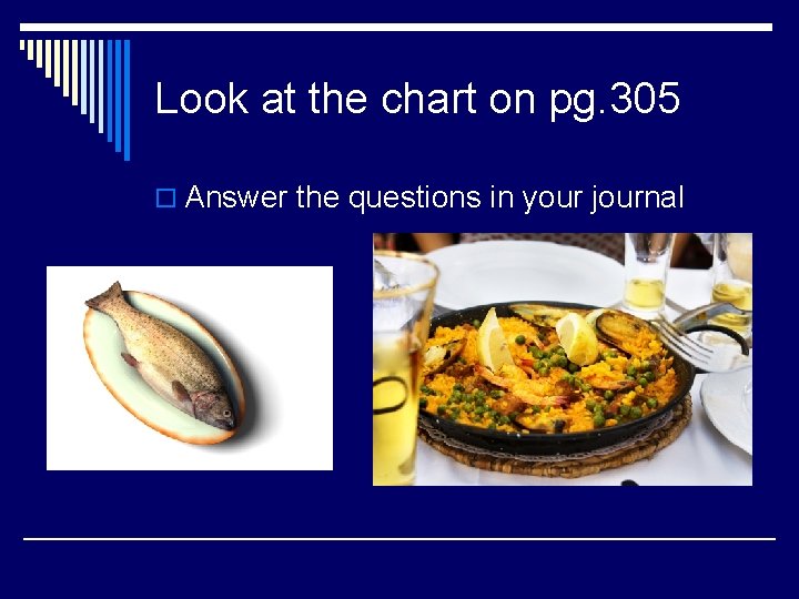 Look at the chart on pg. 305 o Answer the questions in your journal