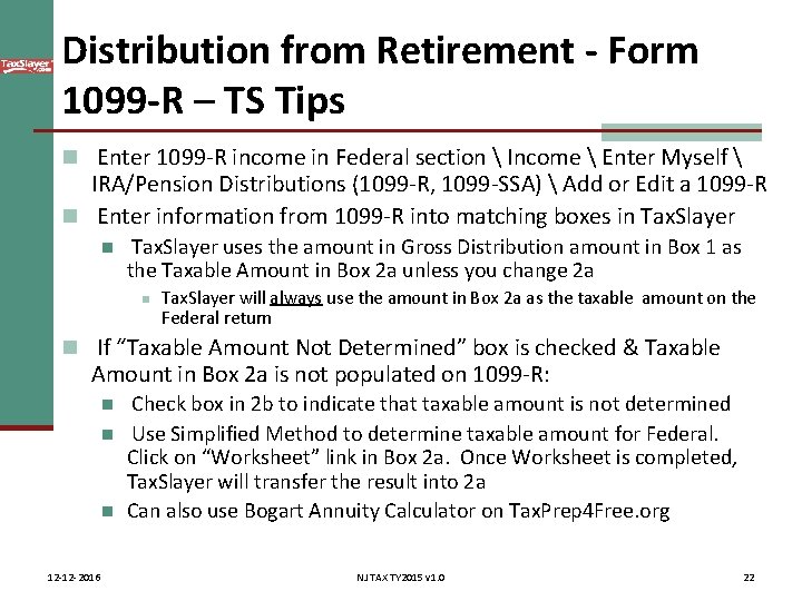 Distribution from Retirement - Form 1099 -R – TS Tips n Enter 1099 -R