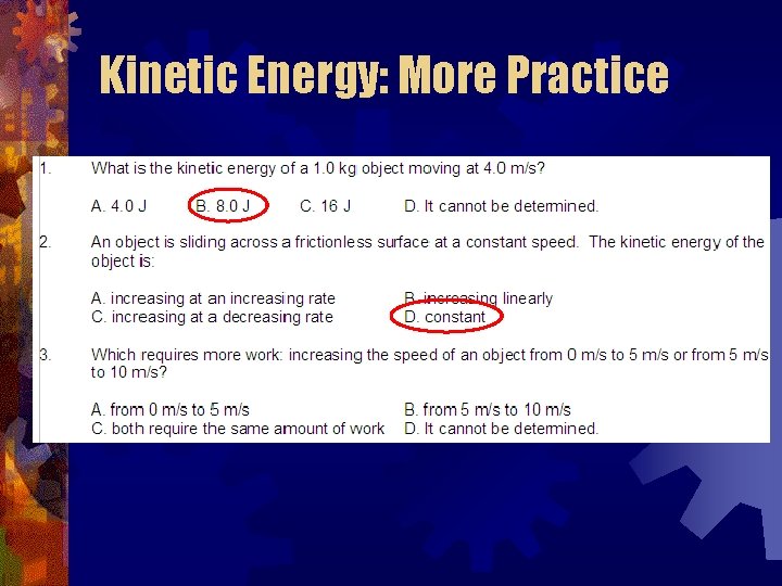 Kinetic Energy: More Practice 