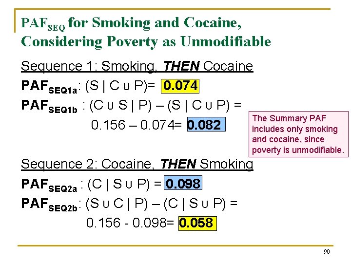 PAFSEQ for Smoking and Cocaine, Considering Poverty as Unmodifiable Sequence 1: Smoking, THEN Cocaine