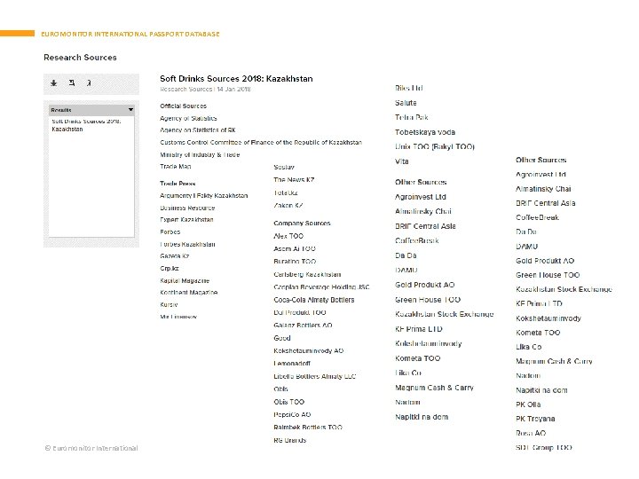 EUROMONITOR INTERNATIONAL PASSPORT DATABASE © Euromonitor International 27 