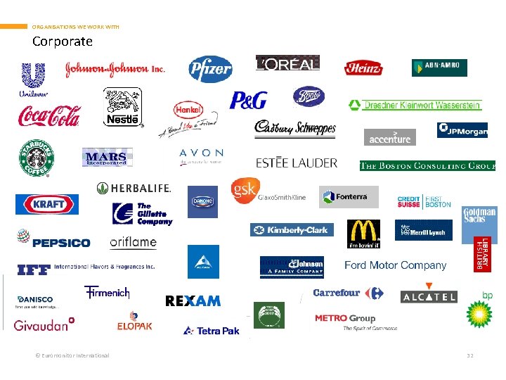 ORGANISATIONS WE WORK WITH Corporate © Euromonitor International 32 