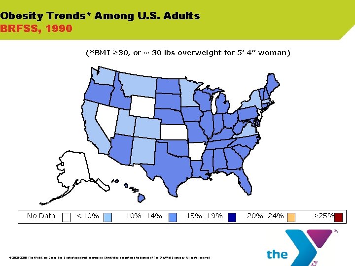 Obesity Trends* Among U. S. Adults BRFSS, 1990 (*BMI ≥ 30, or ~ 30