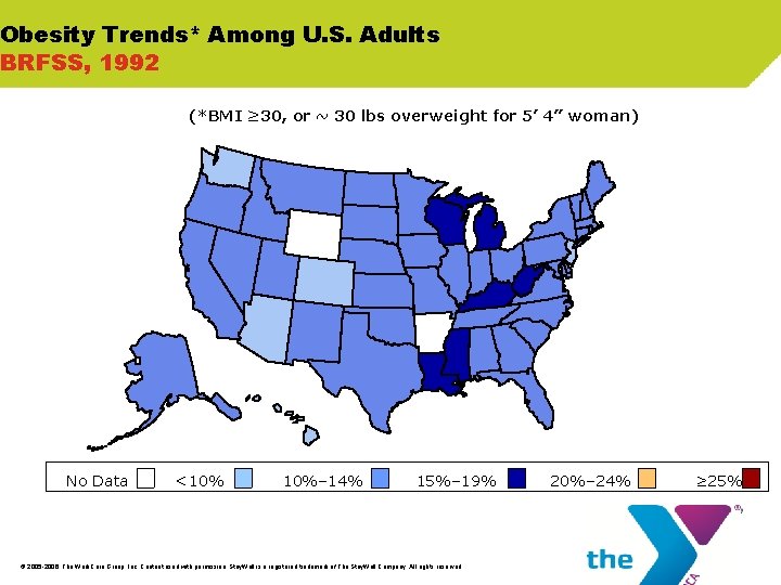 Obesity Trends* Among U. S. Adults BRFSS, 1992 (*BMI ≥ 30, or ~ 30