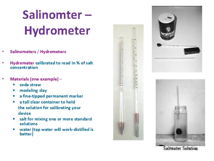 Salinomter – Hydrometer • Salinometers / Hydrometers • Hydrometer calibrated to read in %