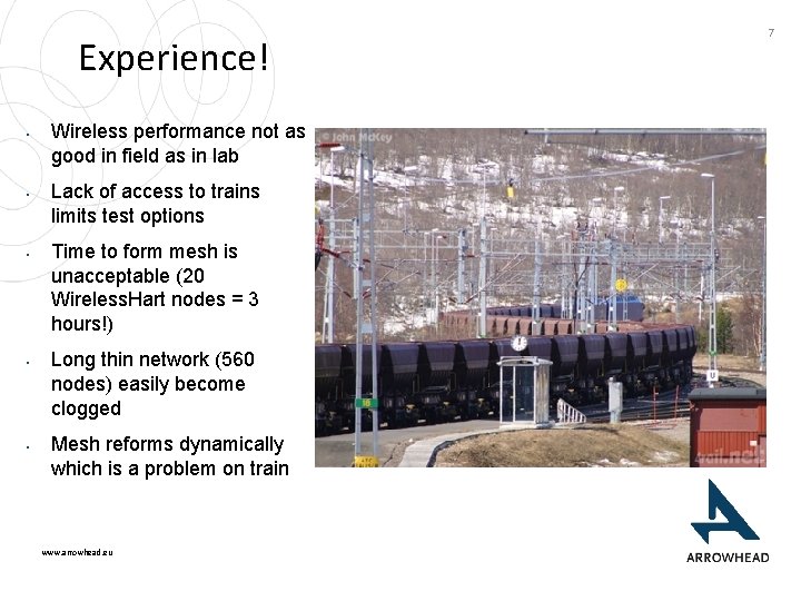 Experience! • • • Wireless performance not as good in field as in lab