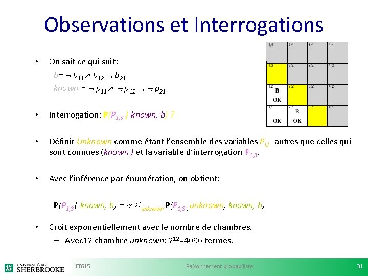 Observations et Interrogations • On sait ce qui suit: b= b 11 b 12
