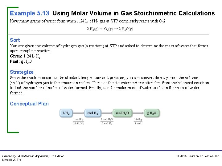 Example 5. 13 Using Molar Volume in Gas Stoichiometric Calculations How many grams of