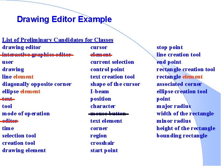 Drawing Editor Example List of Preliminary Candidates for Classes drawing editor cursor interactive graphics