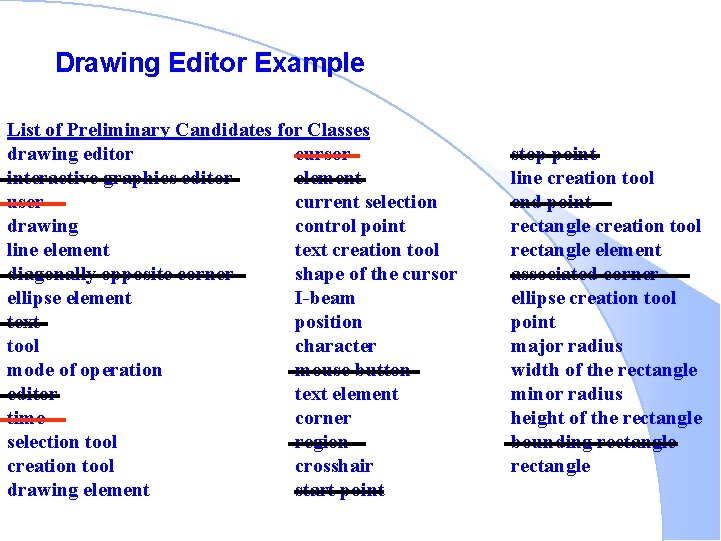 Drawing Editor Example List of Preliminary Candidates for Classes drawing editor cursor interactive graphics