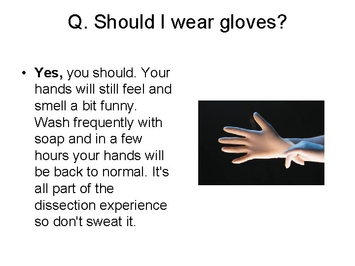 Q. Should I wear gloves? • Yes, you should. Your hands will still feel