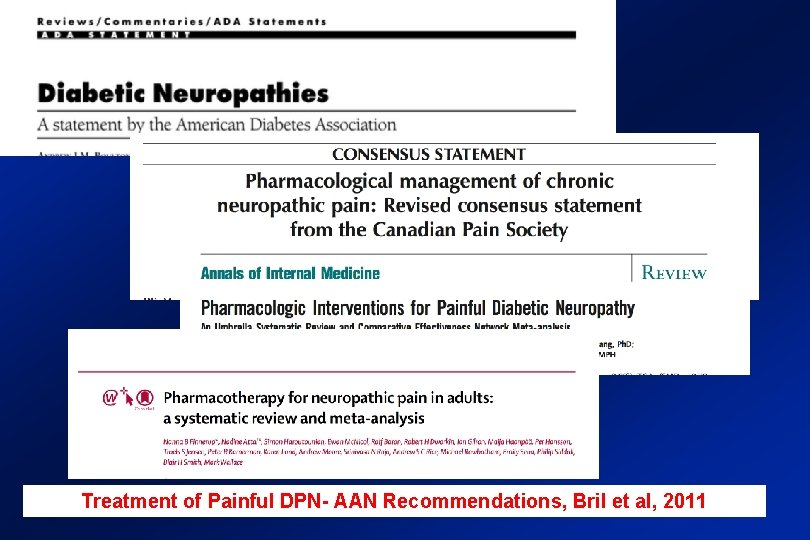 Treatment of Painful DPN- AAN Recommendations, Bril et al, 2011 