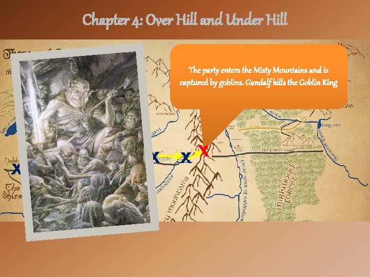 Chapter 4: Over Hill and Under Hill The party enters the Misty Mountains and