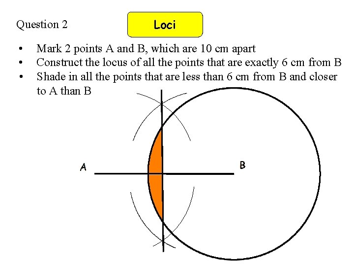 Loci Question 2 • • • Mark 2 points A and B, which are