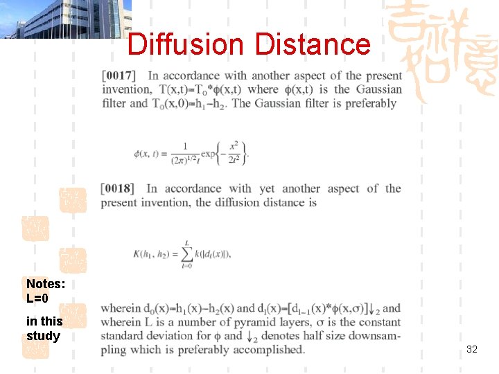 Diffusion Distance Notes: L=0 in this study 32 