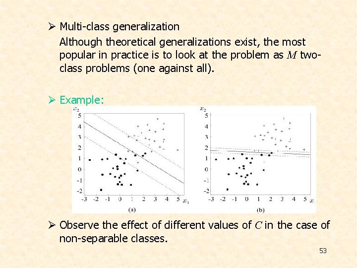 Ø Multi-class generalization Although theoretical generalizations exist, the most popular in practice is to