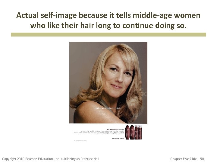 Actual self-image because it tells middle-age women who like their hair long to continue