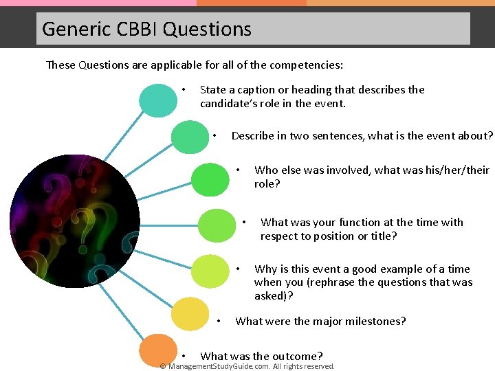 Generic CBBI Questions These Questions are applicable for all of the competencies: • State