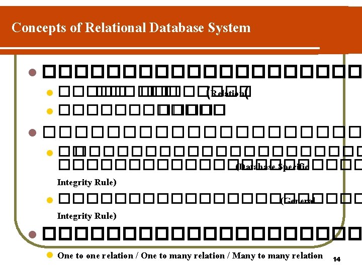 Concepts of Relational Database System l ���������� ���� (Relation( l ������ l l ���������� Concepts of Relational Database System l ���������� ���� (Relation( l ������ l l ����������