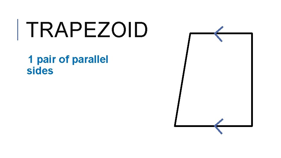 TRAPEZOID 1 pair of parallel sides 